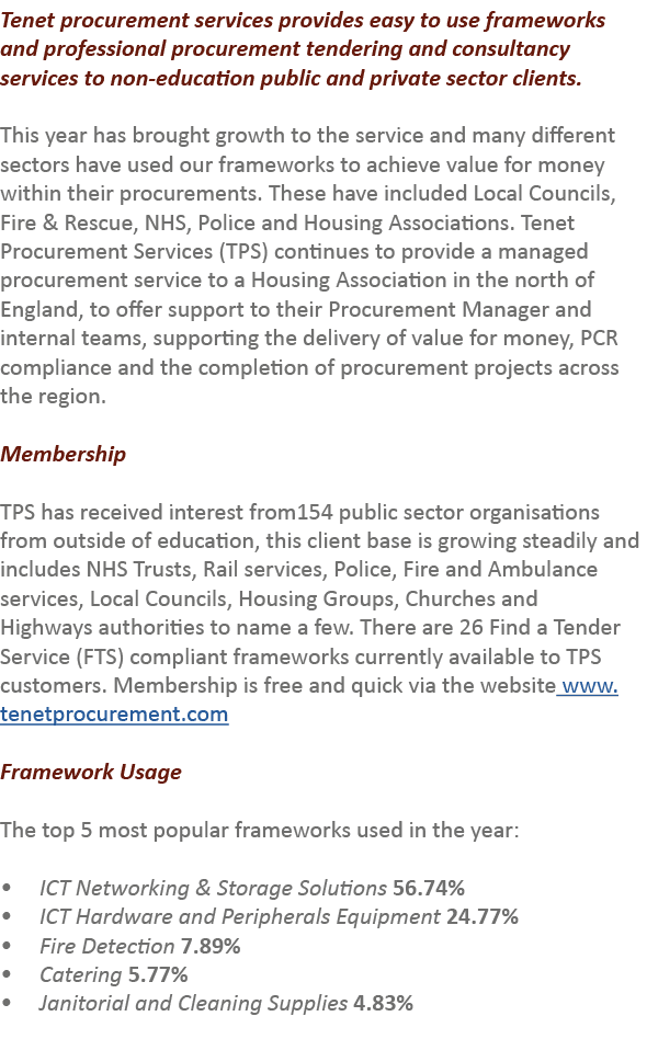 Tenet procurement services provides easy to use frameworks and professional procurement tendering and consultancy ser...