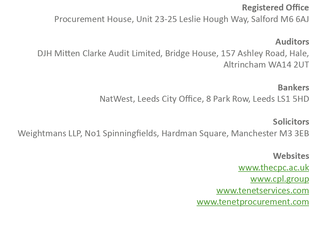 Registered Office Procurement House, Unit 23 25 Leslie Hough Way, Salford M6 6AJ Auditors DJH Mitten Clarke Audit Lim...