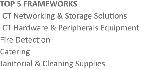 TOP 5 FRAMEWORKS ICT Networking & Storage Solutions ICT Hardware & Peripherals Equipment Fire Detection Catering Jani...