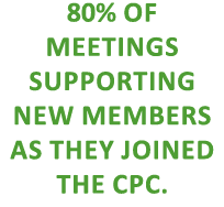 80% OF MEETINGS SUPPORTING NEW MEMBERS AS THEY JOINED THE CPC.