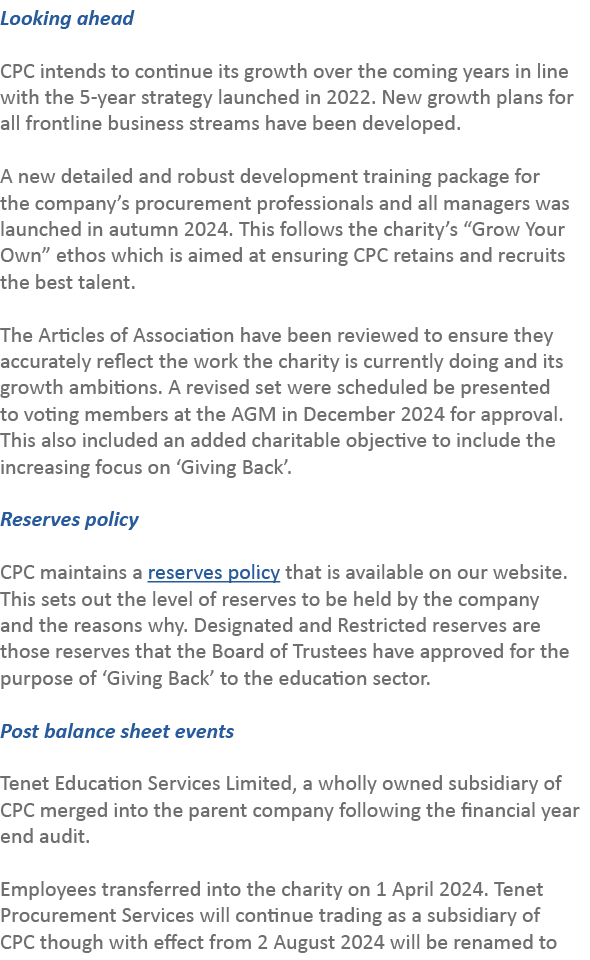 Looking ahead CPC intends to continue its growth over the coming years in line with the 5-year strategy launched in 2...