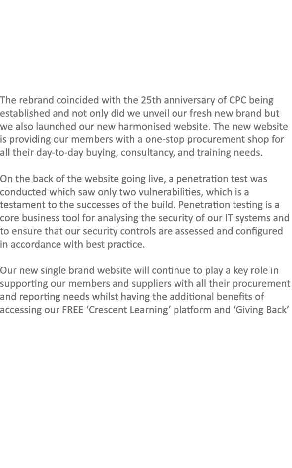  The rebrand coincided with the 25th anniversary of CPC being established and not only did we unveil our fresh new br...