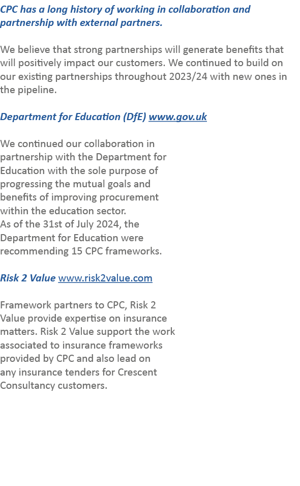 CPC has a long history of working in collaboration and partnership with external partners. We believe that strong pa...