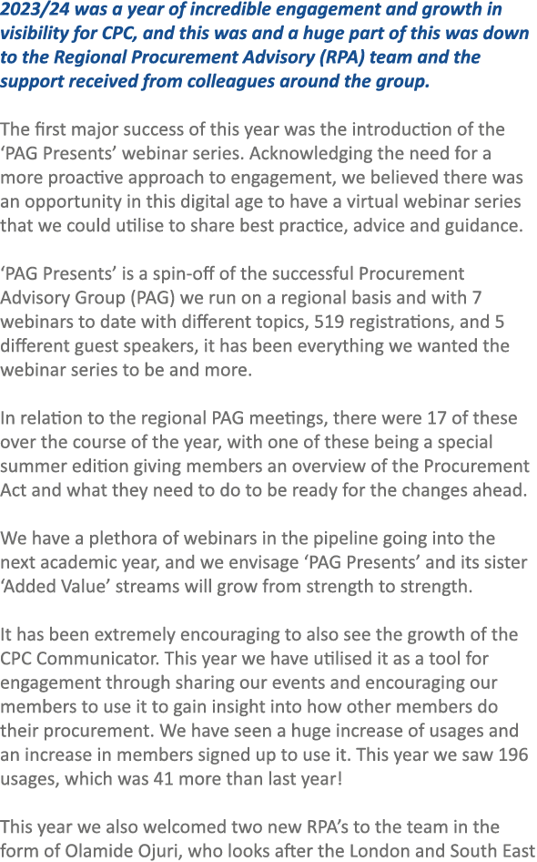 2023/24 was a year of incredible engagement and growth in visibility for CPC, and this was and a huge part of this wa...