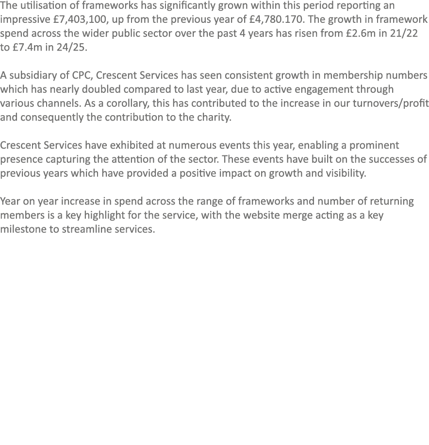 The utilisation of frameworks has significantly grown within this period reporting an impressive £7,403,100, up from ...